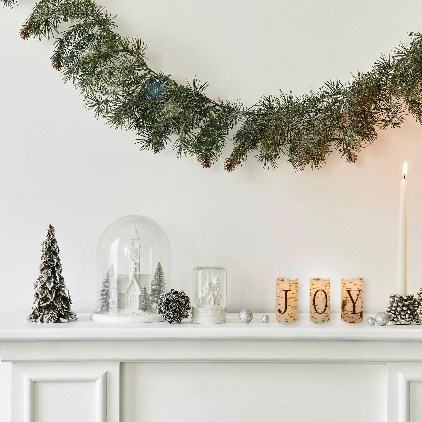 Northlight Set Of 3 Battery Operated JOY Christmas LED Flame-Less Candles 6" White 7 Northlight Set Of 3 Battery Operated JOY Christmas LED Flame-Less Candles 6" White - Image 5