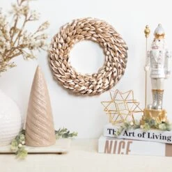 Northlight Champagne Gold Budding Leaves Glitter Christmas Wreath - 12" - Unlit 13 Northlight Champagne Gold Budding Leaves Glitter Christmas Wreath - 12" - Unlit -Northlight 551657457841776