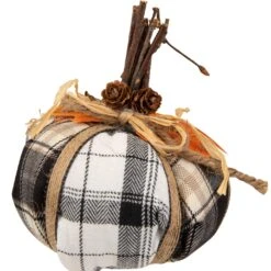 Northlight Plaid Pumpkin With Leaf Fall Harvest Pumpkin Decoration - 5" - White And Black 16 Northlight Plaid Pumpkin With Leaf Fall Harvest Pumpkin Decoration - 5" - White And Black -Northlight 556918268557520