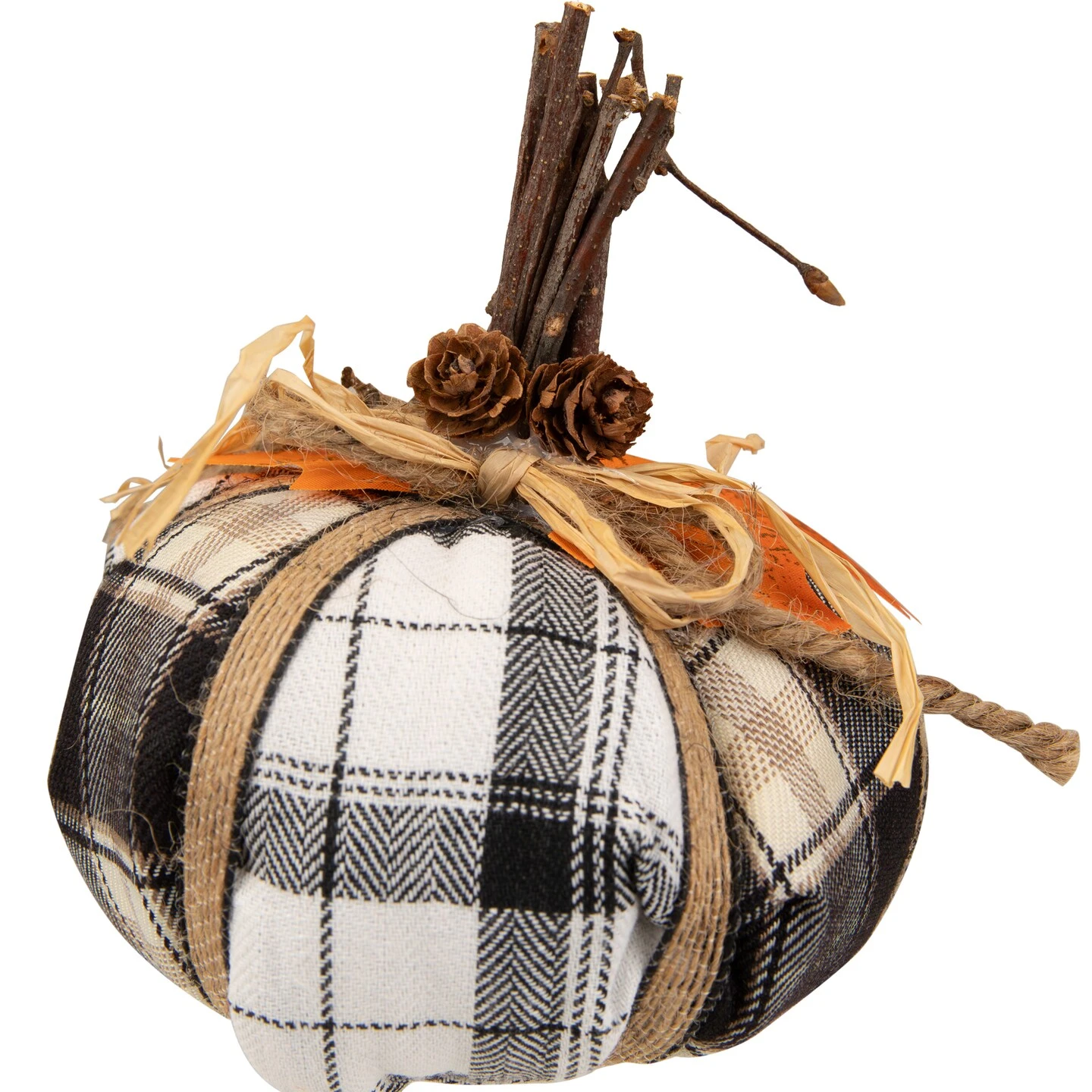 Northlight Plaid Pumpkin With Leaf Fall Harvest Pumpkin Decoration - 5" - White And Black 9 Northlight Plaid Pumpkin With Leaf Fall Harvest Pumpkin Decoration - 5" - White And Black - Image 7