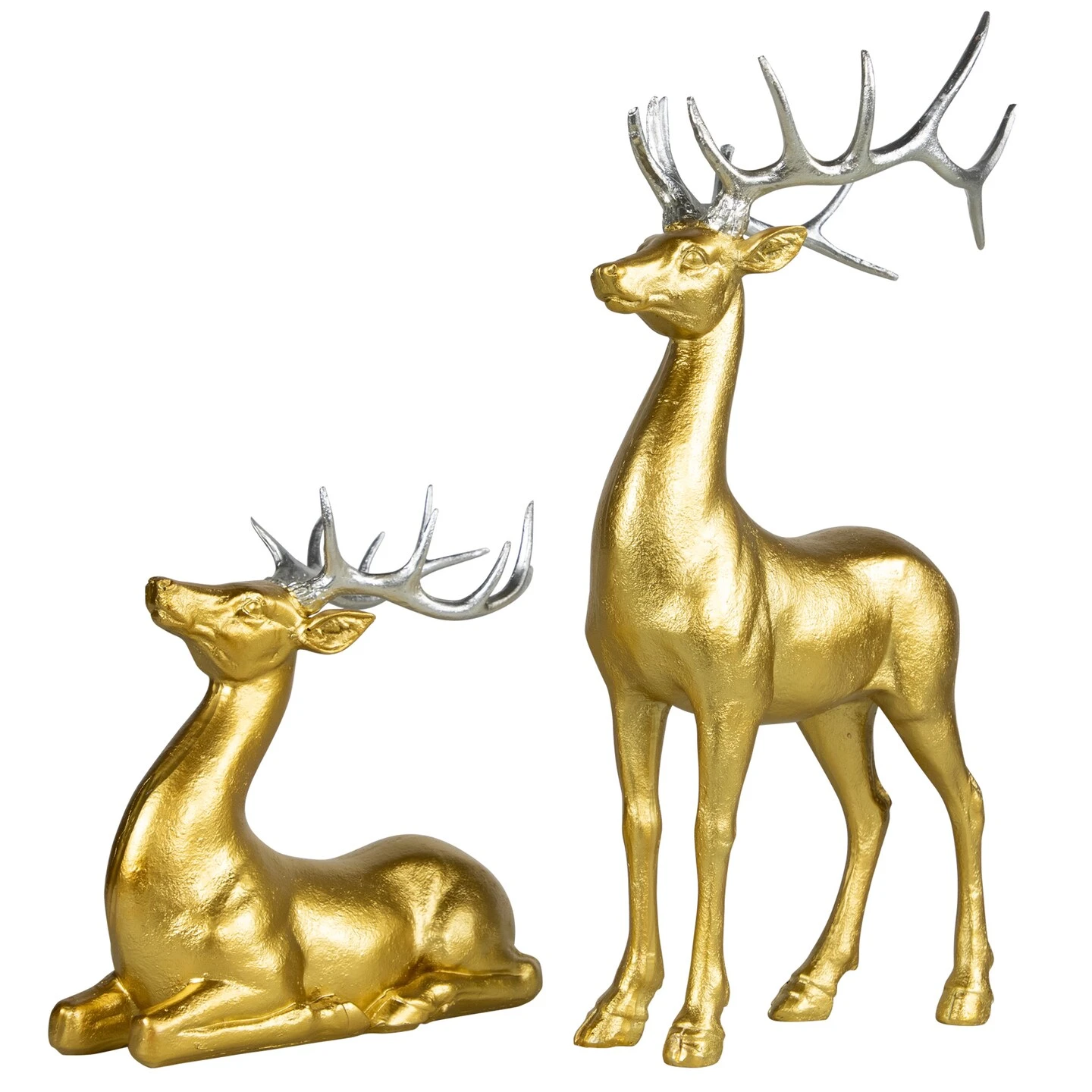 Northlight Standing And Sitting Reindeer Christmas Figures - Gold - Set Of 2 3 Northlight Standing And Sitting Reindeer Christmas Figures - Gold - Set Of 2