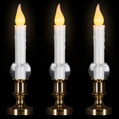Northlight LED Flickering Window Candles With Timer - 8.5" - White - Set Of 3 -Northlight 558064424448464