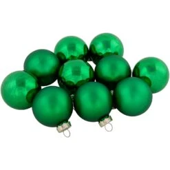 Northlight 2-Finish Christmas Glass Ball Ornaments - 1.75" (45mm) - Green - 10ct -Northlight 56213049001184