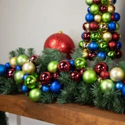 Northlight 2-Finish Shatterproof Christmas Ball Garland - 6' X 3.5" - Multi-Color - Unlit -Northlight 56213328970976