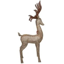 Northlight 74" LED Lighted Champagne Deer With Red Bow Outdoor Christmas Decoration Gold 15 Northlight 74" LED Lighted Champagne Deer With Red Bow Outdoor Christmas Decoration Gold -Northlight 56213643543776