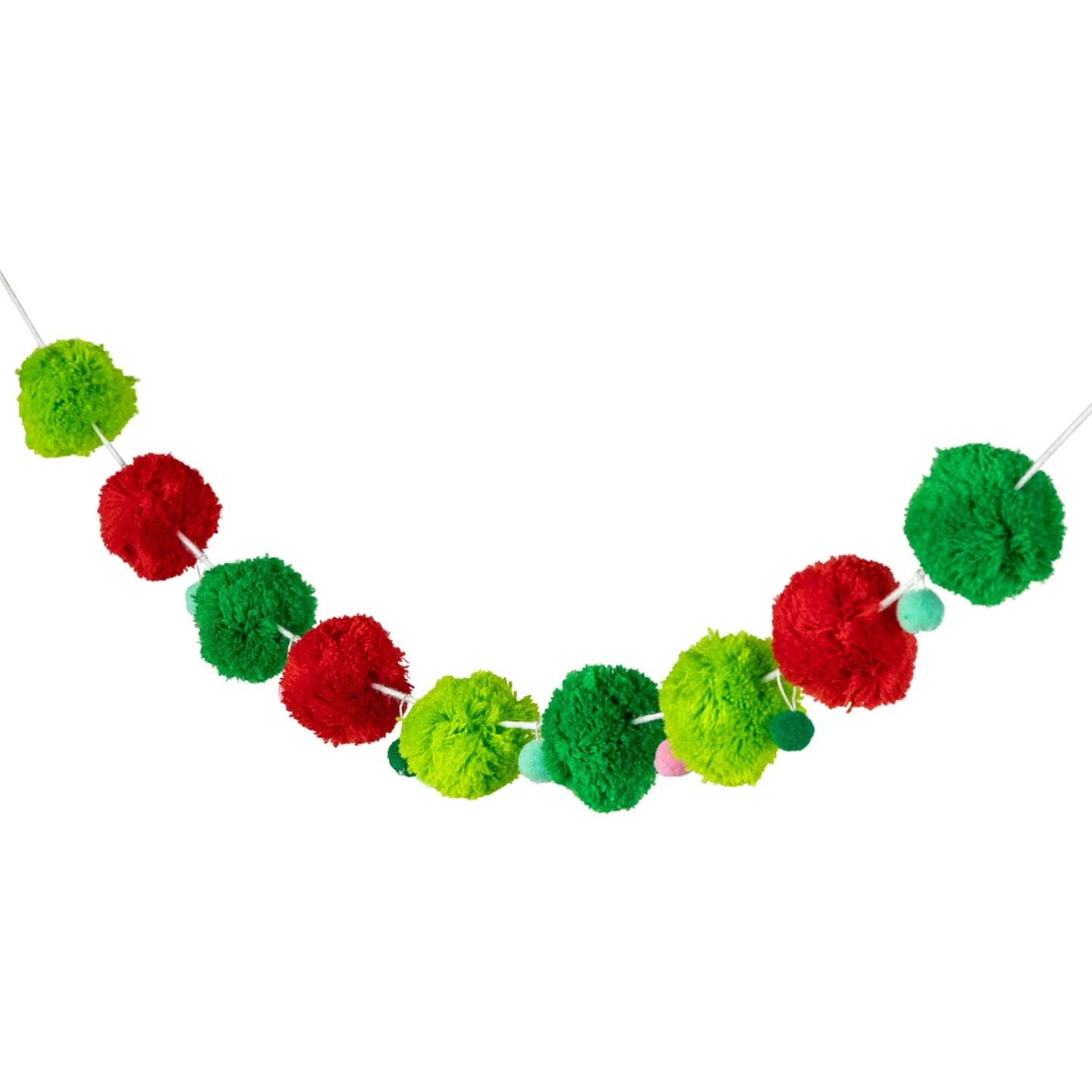 Northlight Pom Pom Christmas Garland - 4' X 2" - Green And Red - Unlit 7 Northlight Pom Pom Christmas Garland - 4' X 2" - Green And Red - Unlit - Image 5