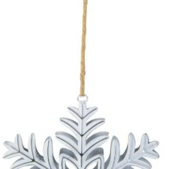 Northlight Metal Floral Snowflake Christmas Ornament On Jute Rope - 6" - Silver And White -Northlight 56214125692128