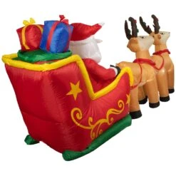 Northlight Inflatable Santa's Sleigh And Reindeer Outdoor Christmas Decoration - 8' Red -Northlight 56214427878624