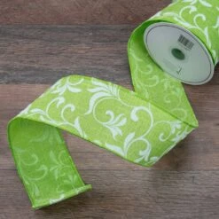 Northlight Green With White Floral Design Wired Craft Ribbon 2.5" X 10 Yards 9 Northlight Green With White Floral Design Wired Craft Ribbon 2.5" X 10 Yards -Northlight 5764636200779244192