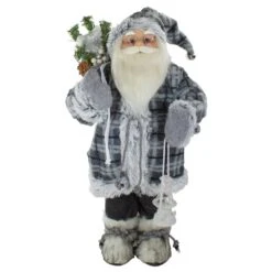 Northlight 2' Standing Santa Christmas Figure Carrying A Lantern Gray -Northlight 5764636201039291040 2