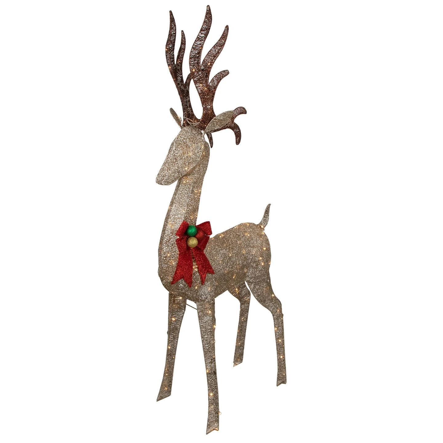 Northlight 74" LED Lighted Champagne Deer With Red Bow Outdoor Christmas Decoration Gold 10 Northlight 74" LED Lighted Champagne Deer With Red Bow Outdoor Christmas Decoration Gold - Image 8