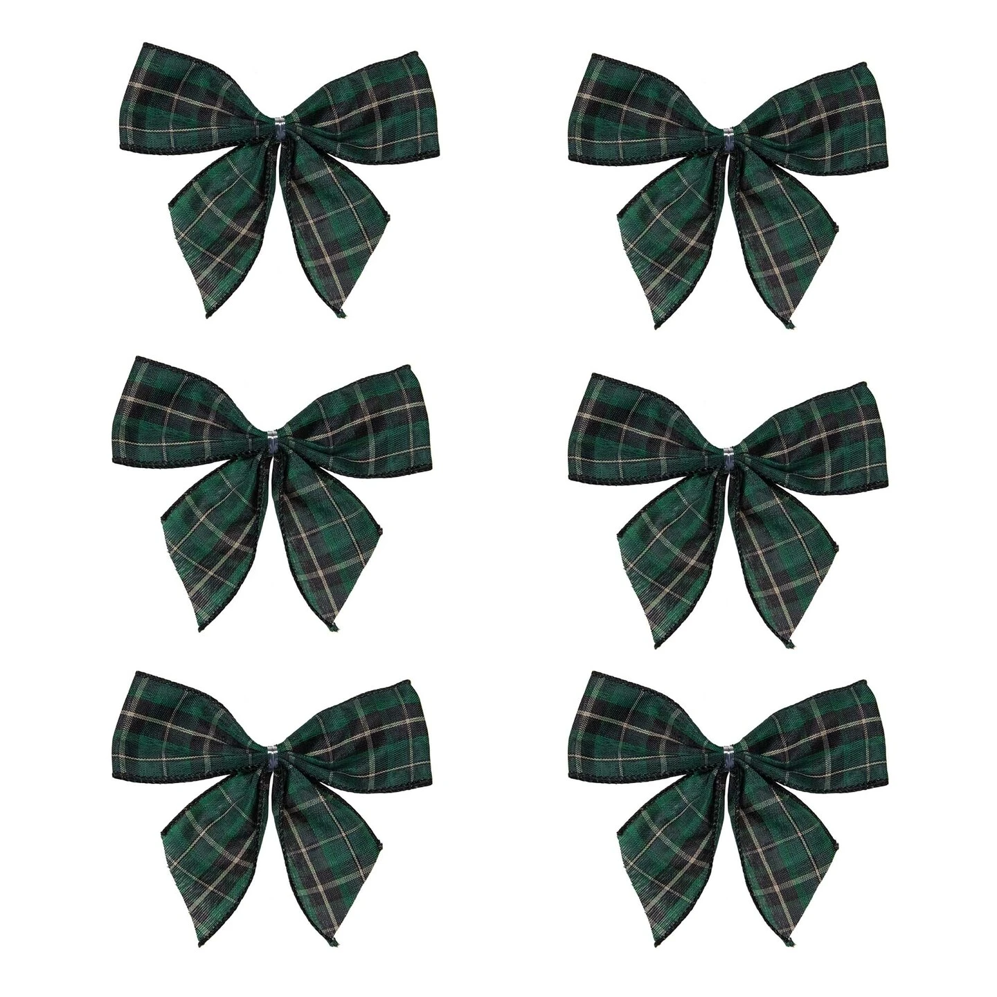 Northlight 2-Loop Christmas Bow Decorations - 5.5" - Green And Black - Pack Of 6 8 Northlight 2-Loop Christmas Bow Decorations - 5.5" - Green And Black - Pack Of 6 - Image 6
