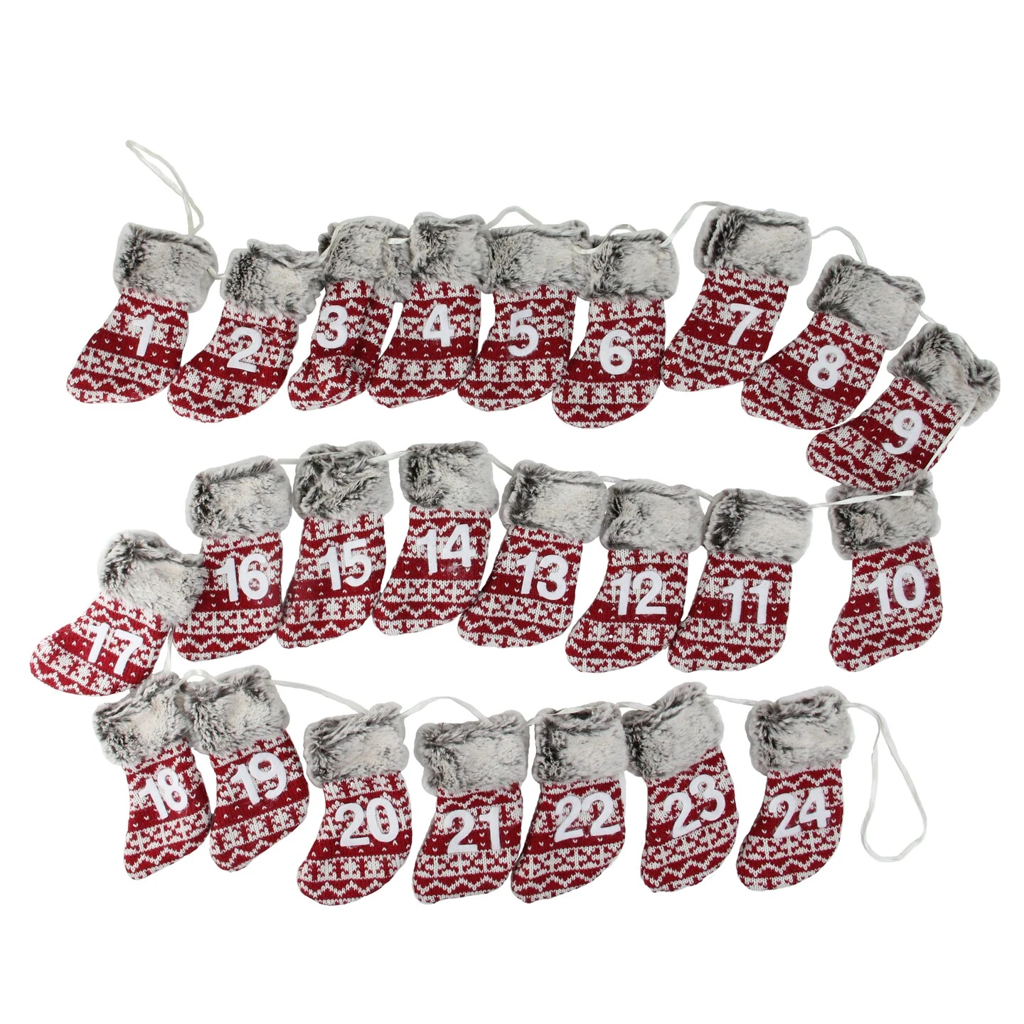 Northlight Countdown To Christmas Stocking Garland - 7.75' X 5" - Red And Gray - Unlit 4 Northlight Countdown To Christmas Stocking Garland - 7.75' X 5" - Red And Gray - Unlit - Image 2