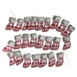 Northlight Countdown To Christmas Stocking Garland - 7.75' X 5" - Red And Gray - Unlit