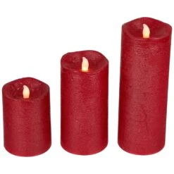 Northlight LED Flickering Flameless Textured Wax Pillar Candles - 8" - Red - Set Of 3 15 Northlight LED Flickering Flameless Textured Wax Pillar Candles - 8" - Red - Set Of 3 -Northlight 5764663735855695072