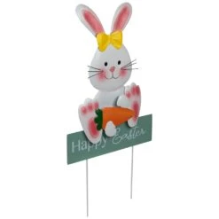 Northlight Bunny With Carrot Happy Easter Outdoor Garden Stake - 18.75" White 14 Northlight Bunny With Carrot Happy Easter Outdoor Garden Stake - 18.75" White -Northlight 5764739245040723984