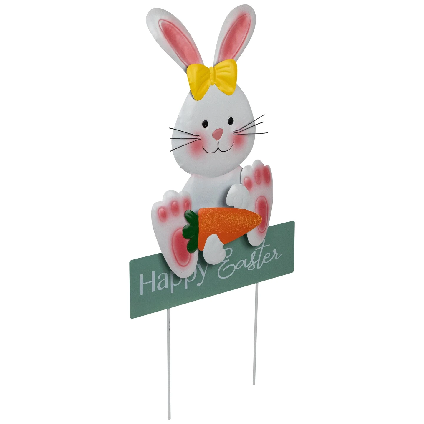 Northlight Bunny With Carrot Happy Easter Outdoor Garden Stake - 18.75" White 7 Northlight Bunny With Carrot Happy Easter Outdoor Garden Stake - 18.75" White - Image 5