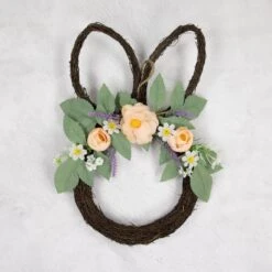 Northlight 15" Bunny Ears Floral EasterTwig Wreath Brown -Northlight 5764753749738144992