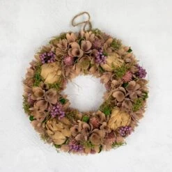 Northlight 12" Purple And Beige Wooden Floral Spring Wreath With Preserved Artichoke -Northlight 5764753750006580448