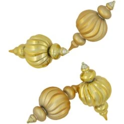 Northlight Commercial Size Shatterproof 2-Finish Finial Christmas Ornaments - Gold -10" - 4ct 13 Northlight Commercial Size Shatterproof 2-Finish Finial Christmas Ornaments - Gold -10" - 4ct -Northlight 5764805220676551904