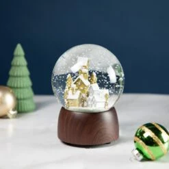 Northlight Christmas Village In The Woods Musical Snow Globe - 6.5" Gold -Northlight 576489430570623648