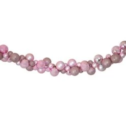 Northlight 3-Finish Shatterproof Ball Christmas Garland - 6' X 3.5" - Pink - Unlit -Northlight 5764970976134423200