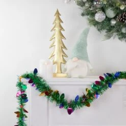 Northlight Christmas Light Bulb Wrapped Tinsel Commercial Garland - 50' X 2" - Green And Multicolor - Unlit -Northlight 5764970976721625760