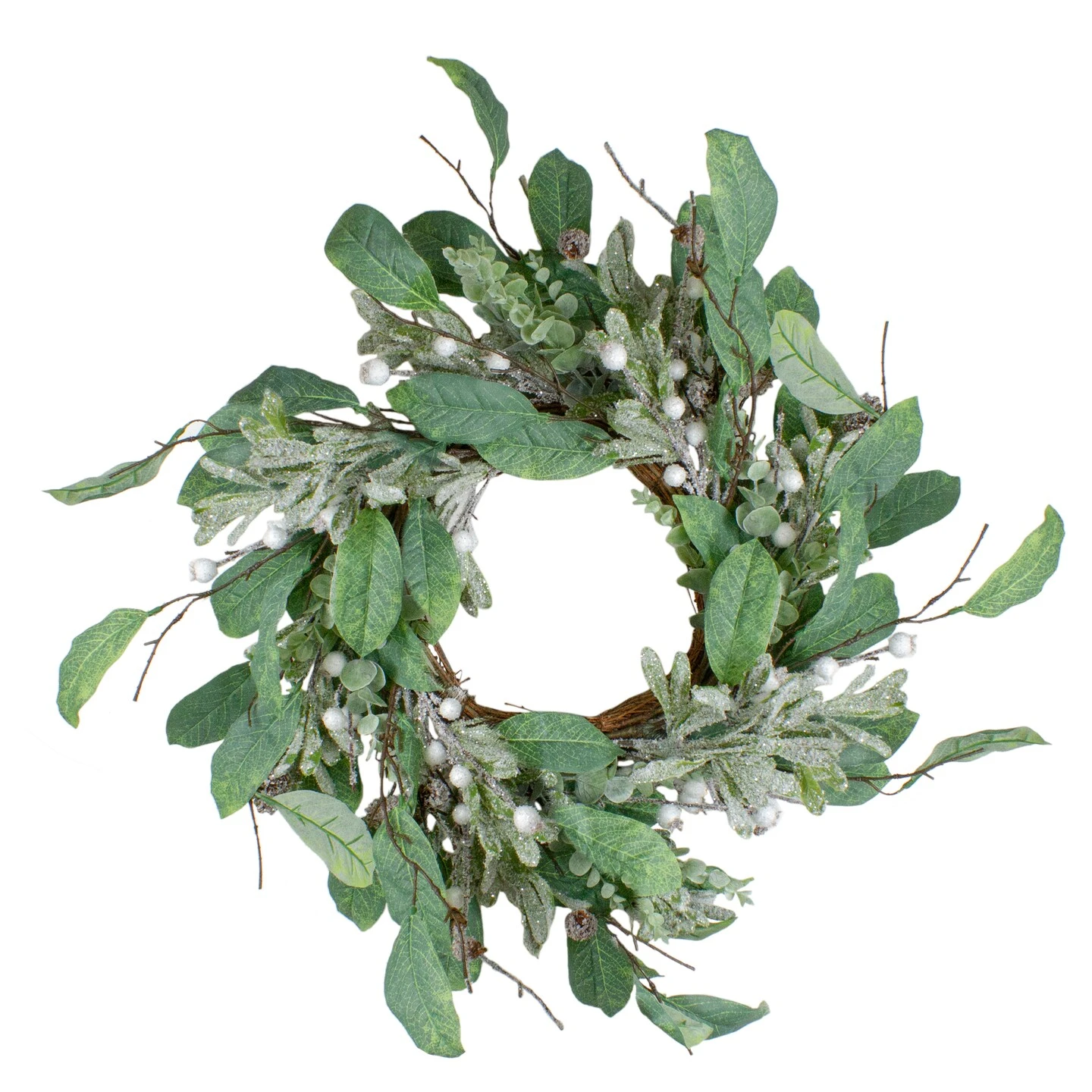 Northlight 25" Artificial Mixed Foliage And Berries Christmas Wreath Unlit Green 4 Northlight 25" Artificial Mixed Foliage And Berries Christmas Wreath Unlit Green - Image 2