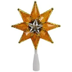 Northlight Mosaic Star Christmas Tree Topper - 8" - Clear Lights Amber -Northlight 5764970977752900256 2