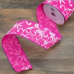 Northlight Pink Floral Wired Craft Ribbon 2.5" X 10 Yards -Northlight 5764970977910710944