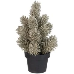 Northlight Potted Metallic Glitter Artificial Pine Christmas Tree - 8.5 - Unlit Gold