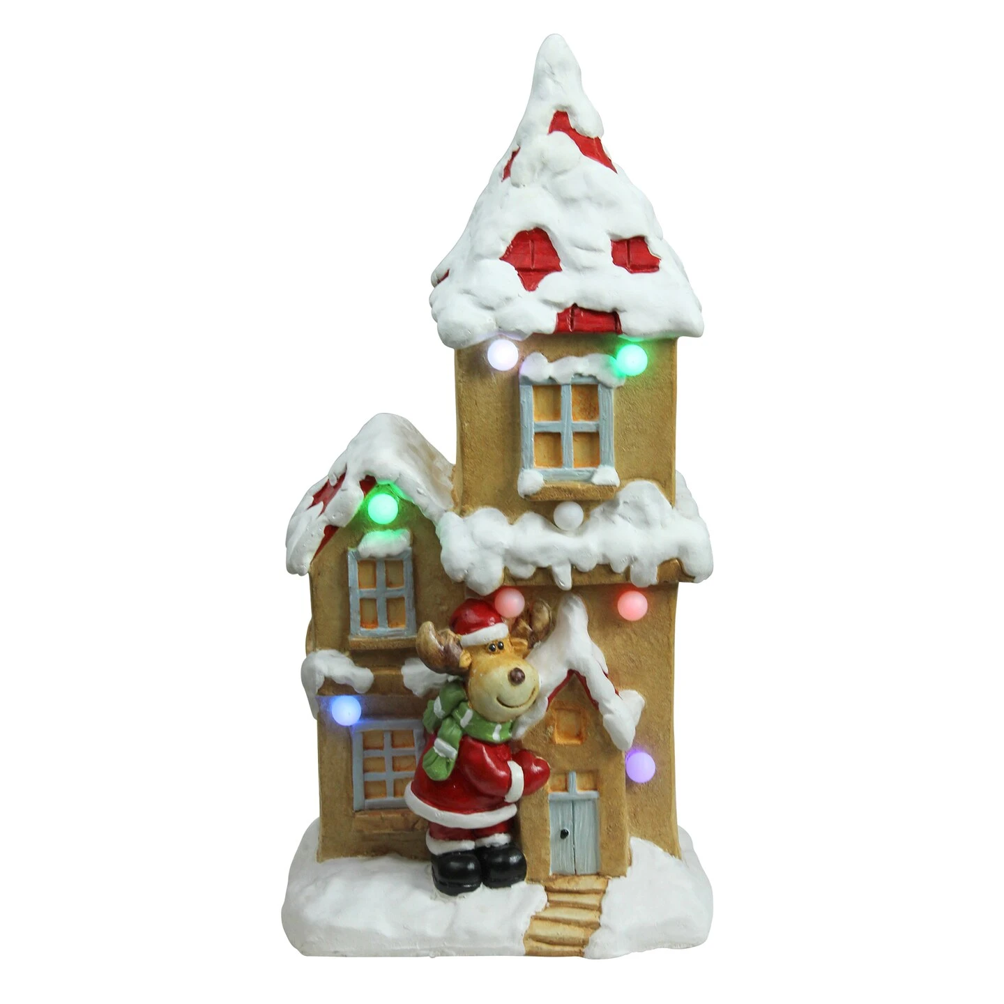 Northlight LED Lighted Musical House With Reindeer Christmas Decoration - 21.25" - Multicolor White 3 Northlight LED Lighted Musical House With Reindeer Christmas Decoration - 21.25" - Multicolor White