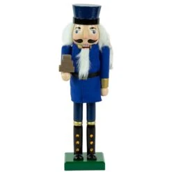 Northlight 14" Blue And Gold Wooden Mail Carrier Christmas Nutcracker -Northlight 5764987814851502752 2