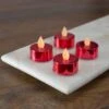 Northlight LED Flameless Flickering Tea Light Candles - Metallic Red- Set Of 4 -Northlight 5764987815103160992