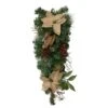 Northlight 28" Mixed Pine Berry And Poinsettia Artificial Christmas Teardrop Swag - Unlit Green