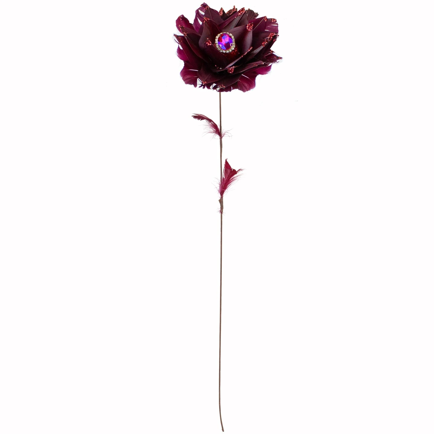 Northlight 20.75" Deep Red Feather Peony Artificial Christmas Floral Pick 3 Northlight 20.75" Deep Red Feather Peony Artificial Christmas Floral Pick