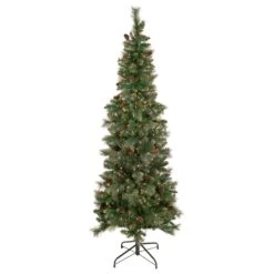 Northlight 7' Pre-Lit Yorkshire Pine Pencil Artificial Christmas Tree, Clear Lights Green 17 Northlight 7' Pre-Lit Yorkshire Pine Pencil Artificial Christmas Tree, Clear Lights Green -Northlight 5764987816323703456 2