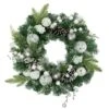 Northlight Green Pine Frosted Artificial Christmas Wreath With Laced Ornaments, 24-Inch, Unlit