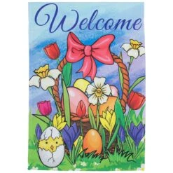 Northlight Welcome Easter Basket Outdoor House Flag 28" X 40" Green -Northlight 5765077284126714320