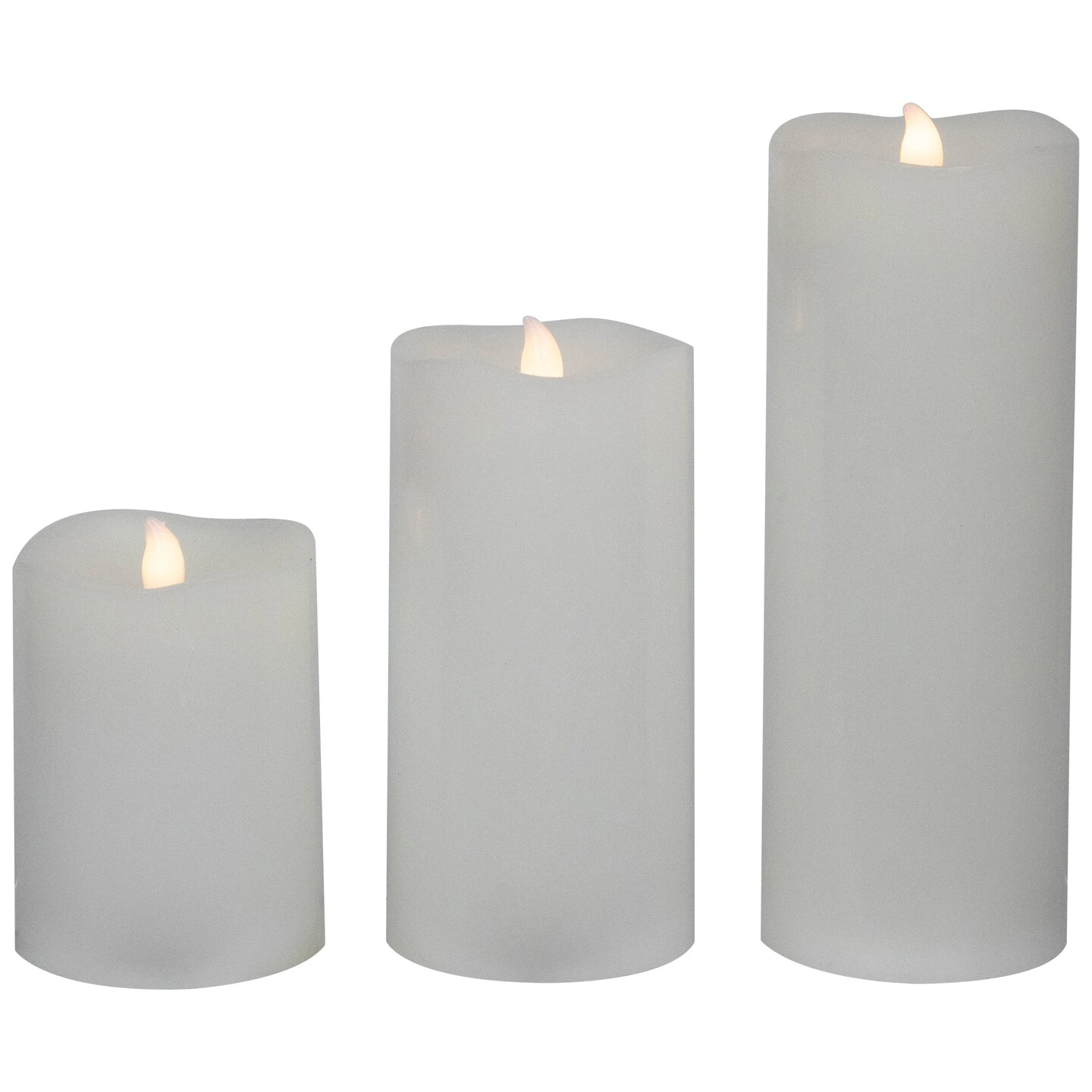Northlight LED Flickering Flameless Wax Pillar Candles - 8" - White - Set Of 3 8 Northlight LED Flickering Flameless Wax Pillar Candles - 8" - White - Set Of 3 - Image 6