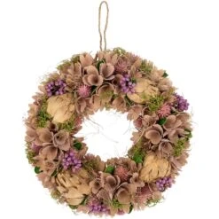 Northlight 12" Purple And Beige Wooden Floral Spring Wreath With Preserved Artichoke -Northlight 5765108331355955872 2