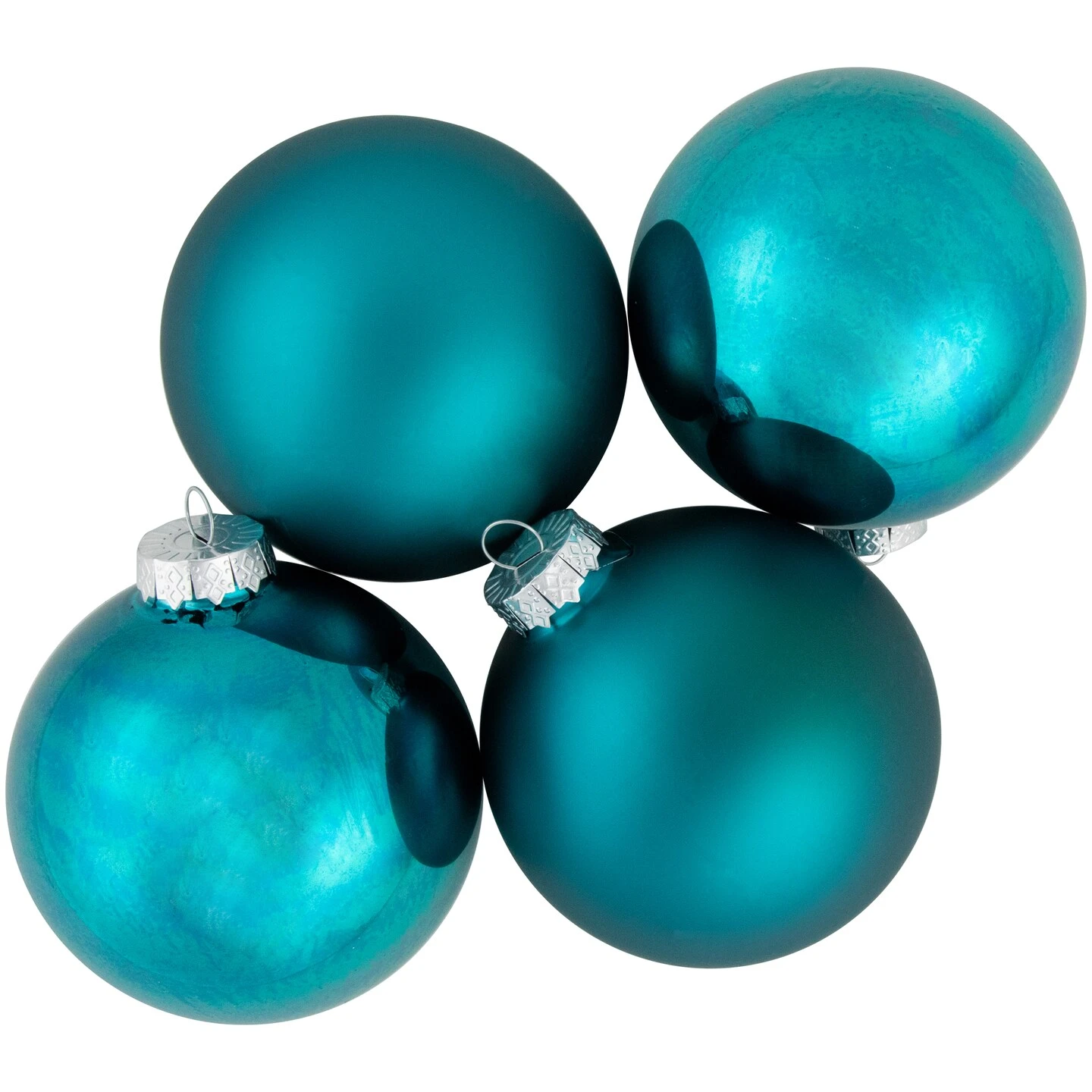 Northlight 4ct Turquoise Blue 2-Finish Glass Ball Christmas Ornaments 4" 3 Northlight 4ct Turquoise Blue 2-Finish Glass Ball Christmas Ornaments 4"