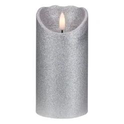 Northlight Lighted LED Flameless Flickering Pillar Christmas Candle - 6" - Silver -Northlight 5765108331711423136 2