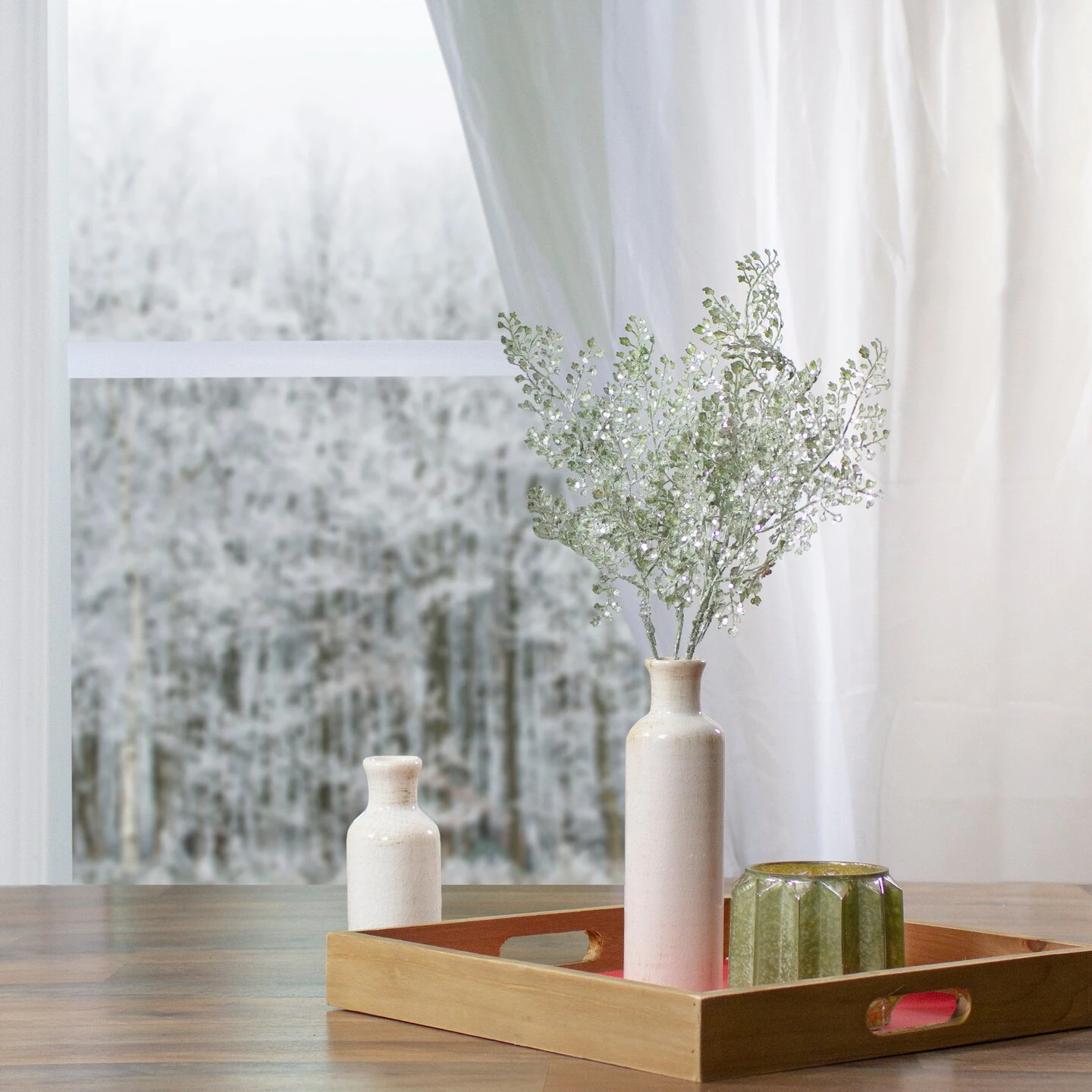 Northlight Glittered Leaves Artificial Christmas Spray - 18" - Green 5 Northlight Glittered Leaves Artificial Christmas Spray - 18" - Green - Image 3