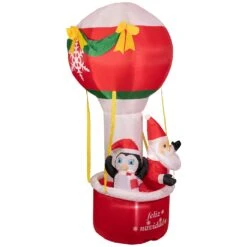 Northlight Lighted Inflatable Feliz Navidad Hot Air Balloon Outdoor Christmas Decoration - 7' Red -Northlight 5765108332908896928