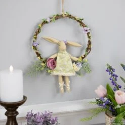 Northlight Girl Bunny Artificial Floral Easter Wreath - 10" - Green Yellow 12 Northlight Girl Bunny Artificial Floral Easter Wreath - 10" - Green Yellow -Northlight 5765113547134940176