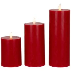 Northlight LED Flameless Flickering Wax Pillar Candles - 8" - Red - Set Of 3 14 Northlight LED Flameless Flickering Wax Pillar Candles - 8" - Red - Set Of 3 -Northlight 5765122460055848160