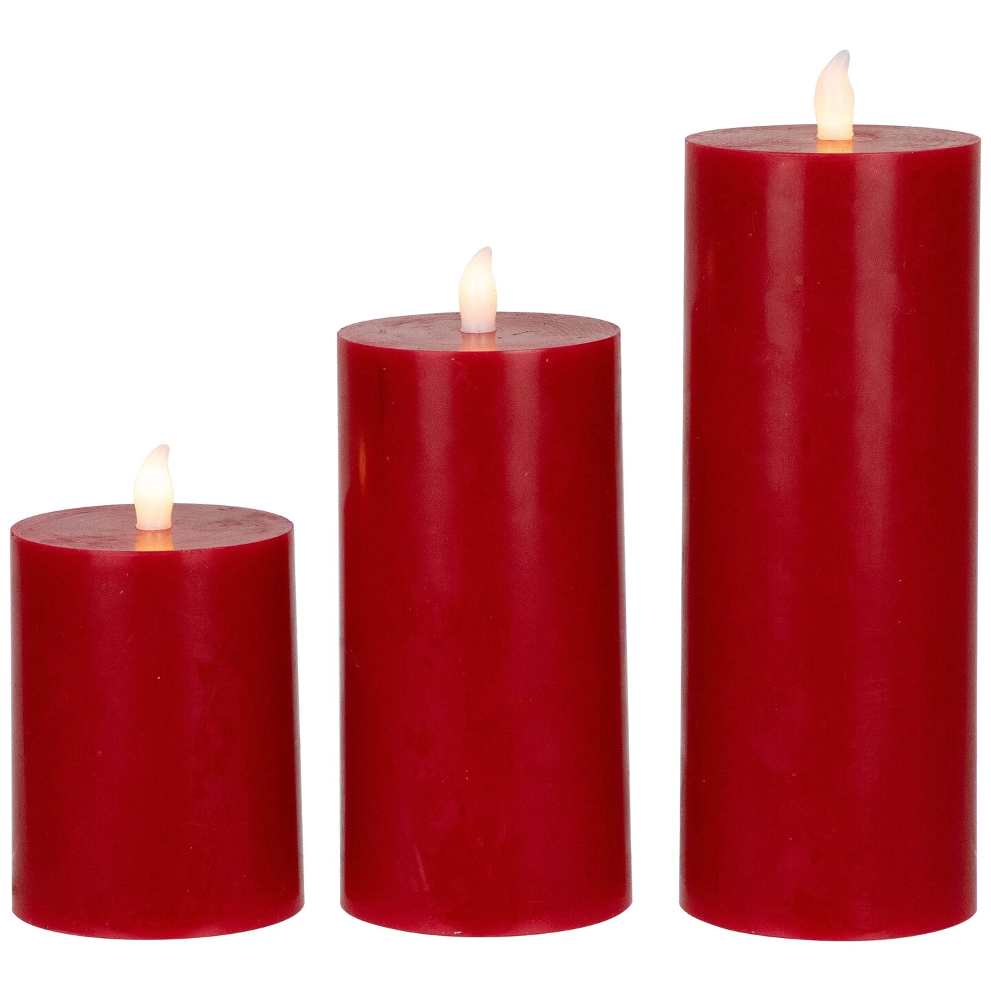 Northlight LED Flameless Flickering Wax Pillar Candles - 8" - Red - Set Of 3 7 Northlight LED Flameless Flickering Wax Pillar Candles - 8" - Red - Set Of 3 - Image 5