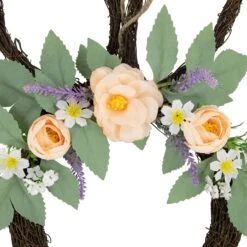 Northlight 15" Bunny Ears Floral EasterTwig Wreath Brown -Northlight 5765122460869346528