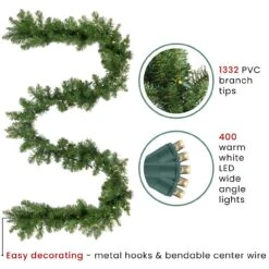Northlight Pre-Lit Buffalo Fir Christmas Commercial Garland - 50' X 8"- Warm White LED Lights Green -Northlight 5765151343719105760